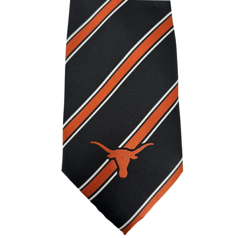 Texas Longhorns Tie Burnt Orange Black Stripe NCAA UT Austin Game Day 57"x3.5"